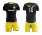 SB 12800 Black and Yellow Sublimation Custom Soccer Jersey Adult & Youth Unisex