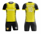 SB 12836 Yellow and Black Sublimation Custom Soccer Jersey Adult & Youth Unisex