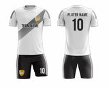 SB 12849 White and Black Sublimation Custom Soccer Jersey Adult & Youth Unisex