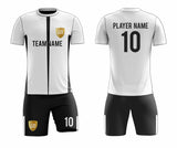 SB 12872 White and Black Sublimation Custom Soccer Jersey Adult & Youth Unisex