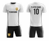 SB 12875 White and Black Sublimation Custom Soccer Jersey Adult & Youth Unisex