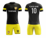 SB 12903 Black and Yellow Sublimation Custom Soccer Jersey Adult & Youth Unisex