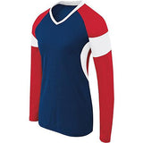 Girls Long Sleeve Raptor Jersey Navy/scarlet/white Youth Volleyball