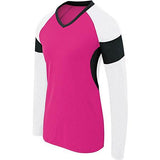 Girls Long Sleeve Raptor Jersey Raspberry/white/black Youth Volleyball