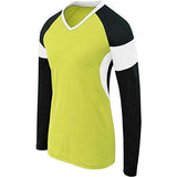 Girls Long Sleeve Raptor Jersey Lime/black/white Youth Volleyball