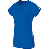 Girls Short Sleeve Solid Jersey Royal/white Youth Volleyball