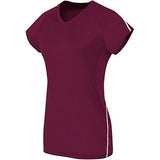 Girls Short Sleeve Solid Jersey Maroon/white Youth Volleyball