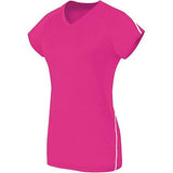 Girls Short Sleeve Solid Jersey Raspberry/white Youth Volleyball