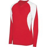 Ladies Long Sleeve Court Jersey Scarlet/white Adult Volleyball