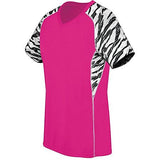 Ladies Printed Evolution Short Sleeve Raspberry/fragment Print/white Adult Volleyball